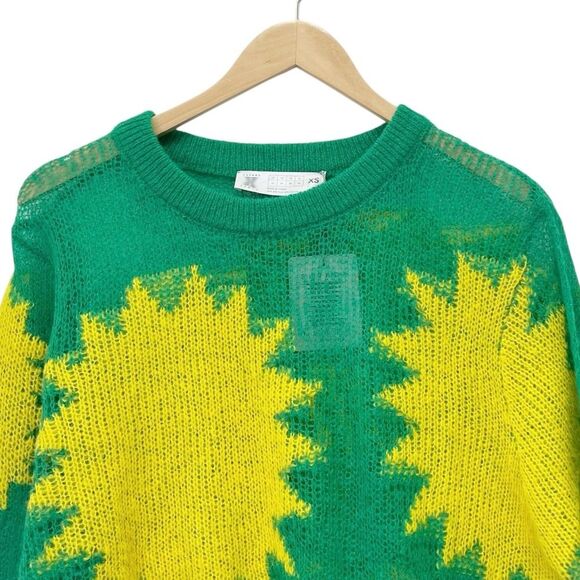 NWT Savage X Fenty Knittin Pretty Loose Knit Sweater Size XS Green Yellow NEW - Picture 8 of 15